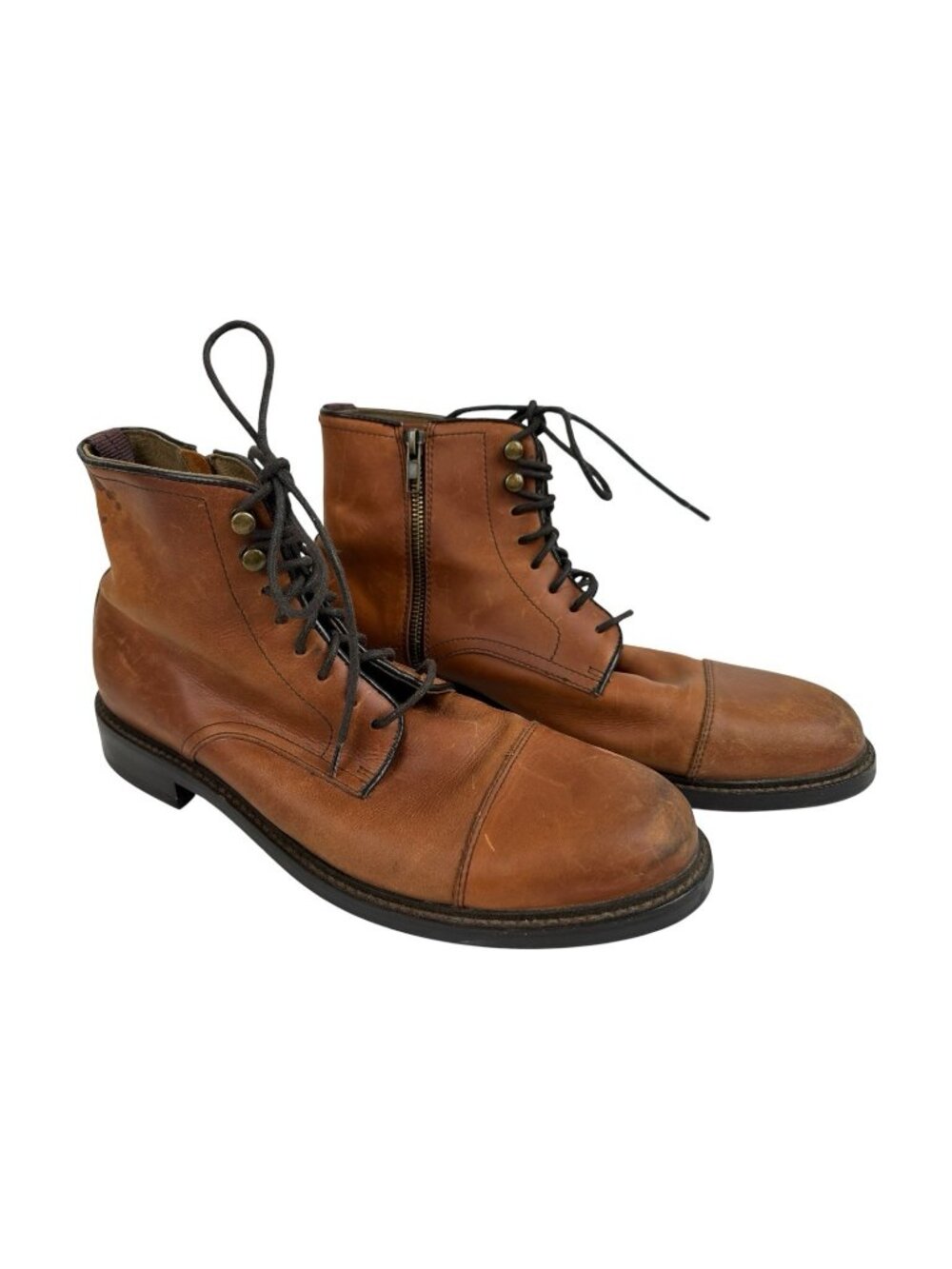 Aston Grey Biressa Boots 10.5 Brown Leather Cap Toe Zip Ankle classic